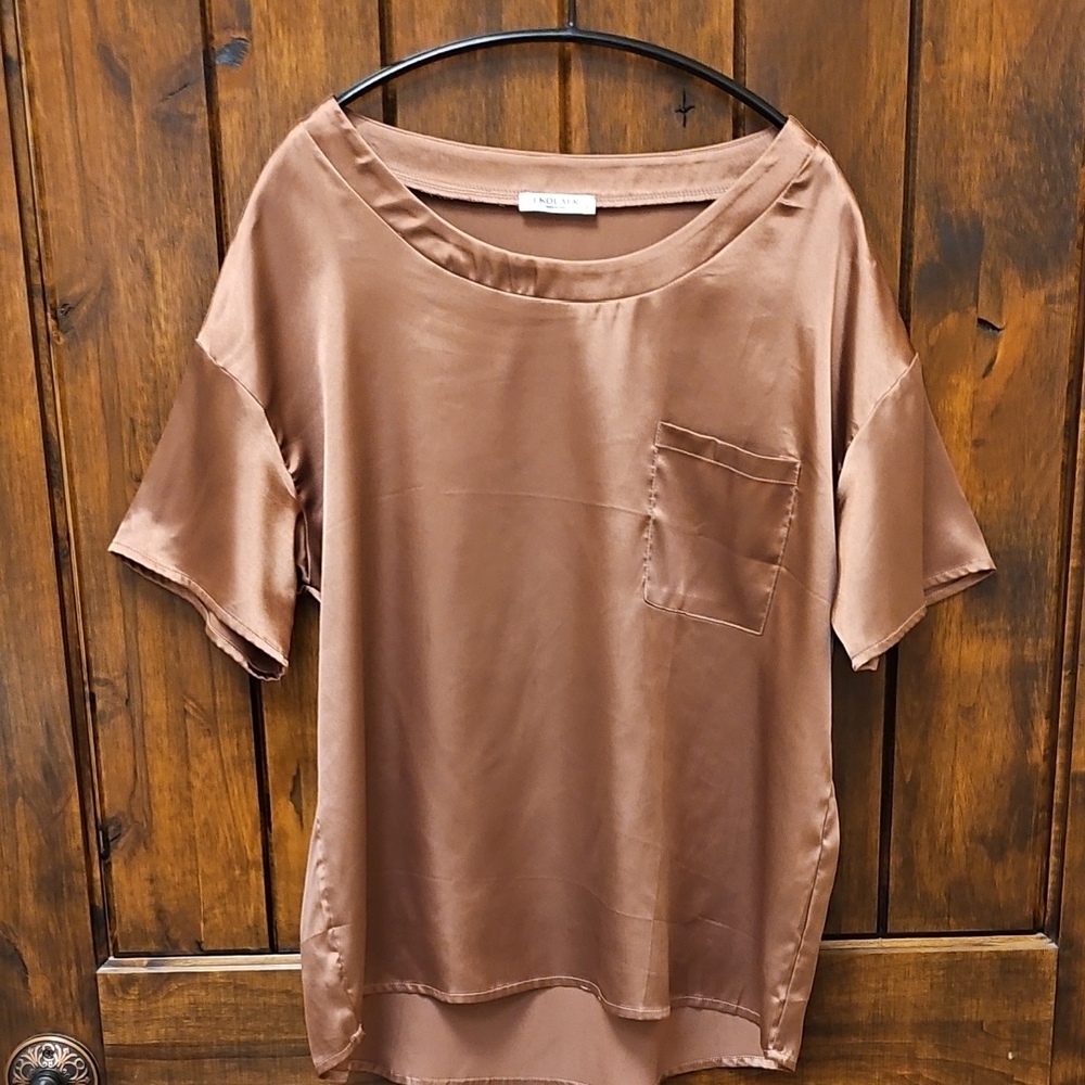 Elegant Brown Satin Top By Ekouaer